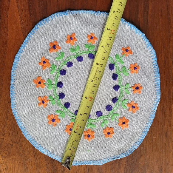 Colourful Embroidered Trivet/Coasters Set - Picture 3 of 15